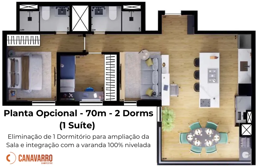 Canavarro Campestre - Planta 70m Opcional