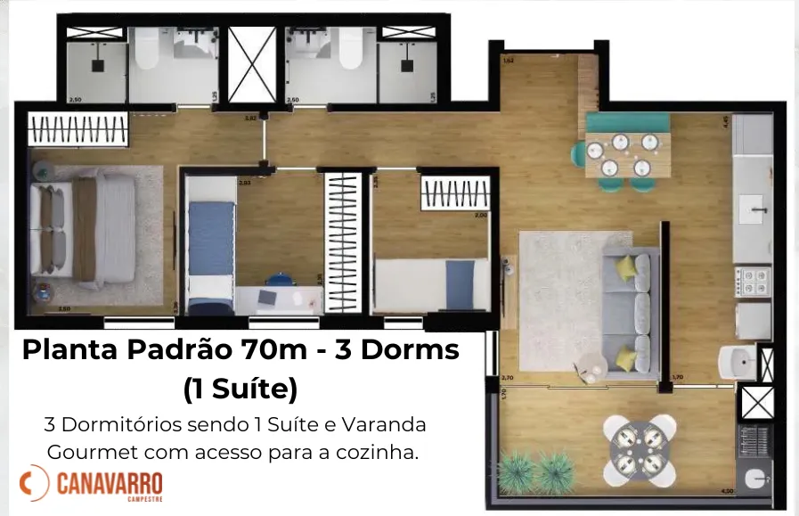 Canavarro Campestre - Planta 70m Padrão