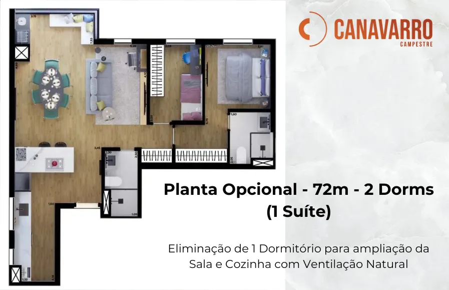 Canavarro Campestre - Planta 72m Opcional