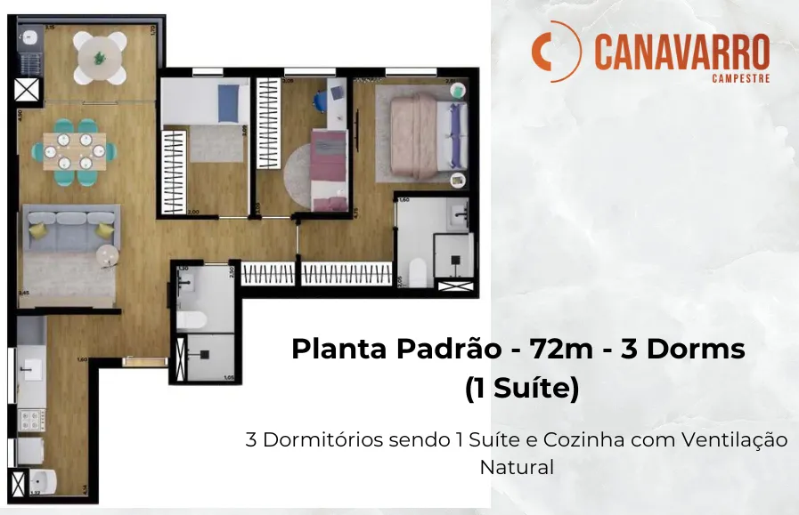 Canavarro Campestre - Planta 72m Padrão